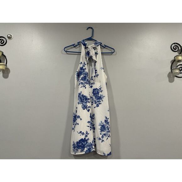 Lulus Darling Dearest Blue And White Floral Print Swing Dress Small S - Picture 4 of 8